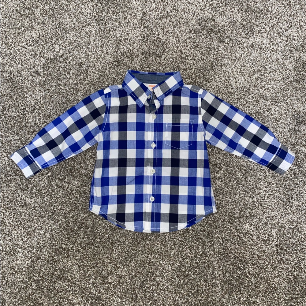 Gymboree Blue and White Plaid Button Down Shirt